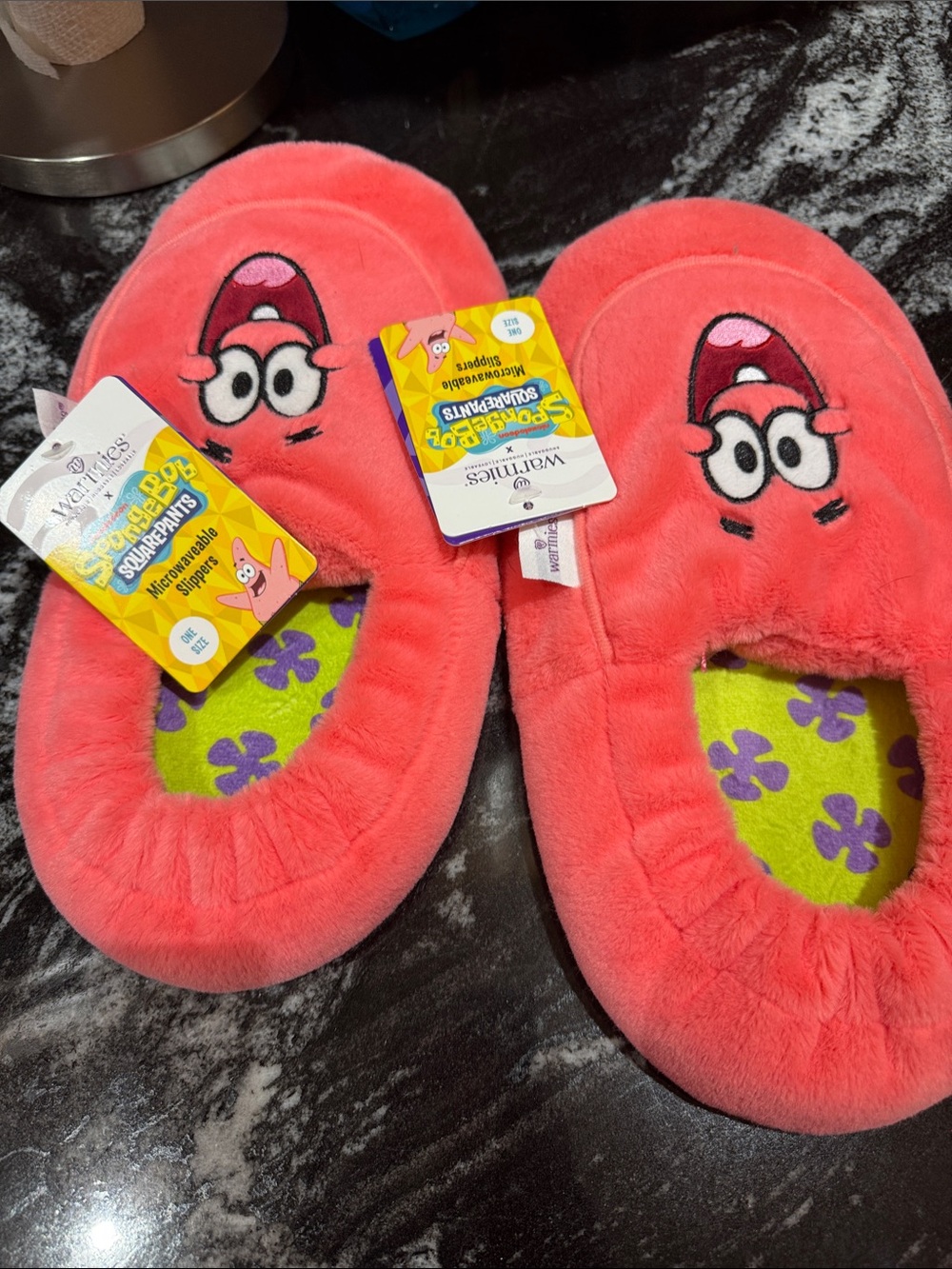 Licensed Coral Pink Patrick Star Plush Slip-On Slippers
